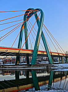 Universitetet bridge, Bydgoszcz, Brda, krysset, infrastruktur, struktur, pylon