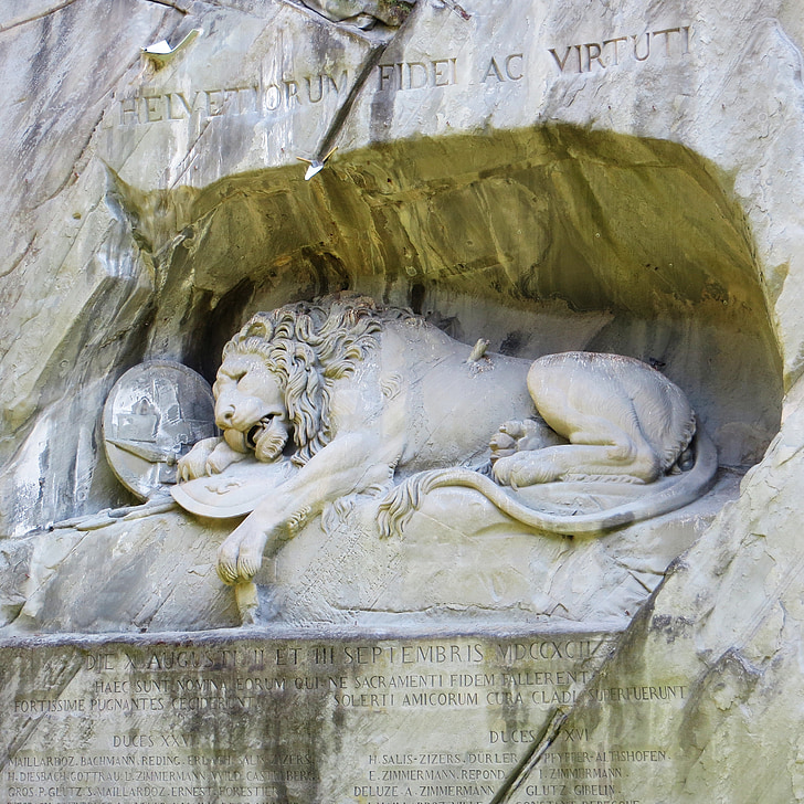 Luzern, Memorial, Schweiz, monumentet, schweiziska, lejon, landmärke