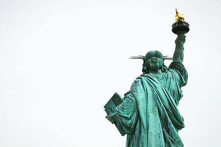 Liberty, standbeeld, beeldhouwkunst, monument, beroemde markt, New york city, Vrijheidsbeeld
