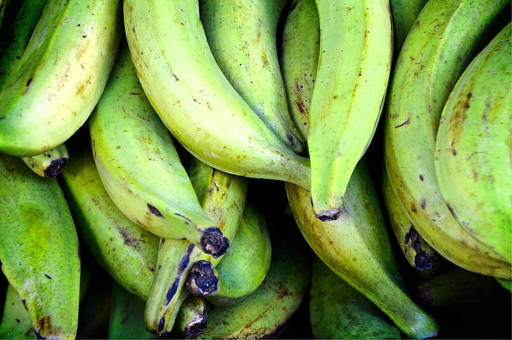 cozinhar as bananas, bananas, verde, mercado, saudável, frutas, nutrição