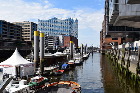 Hamburg, Port, Elbe, Pelabuhan Hamburg, kapal, boot, kota pelabuhan