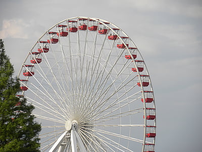 pariserhjul, sittplatser, verkligt, nöjesparken, hjulet, Ferris, Park