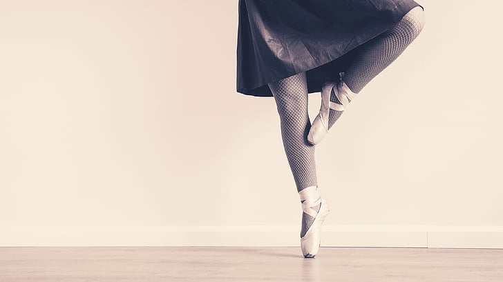 Ballet de, en blanc i negre, dansa, ballarins, Ball, noia, rendiment
