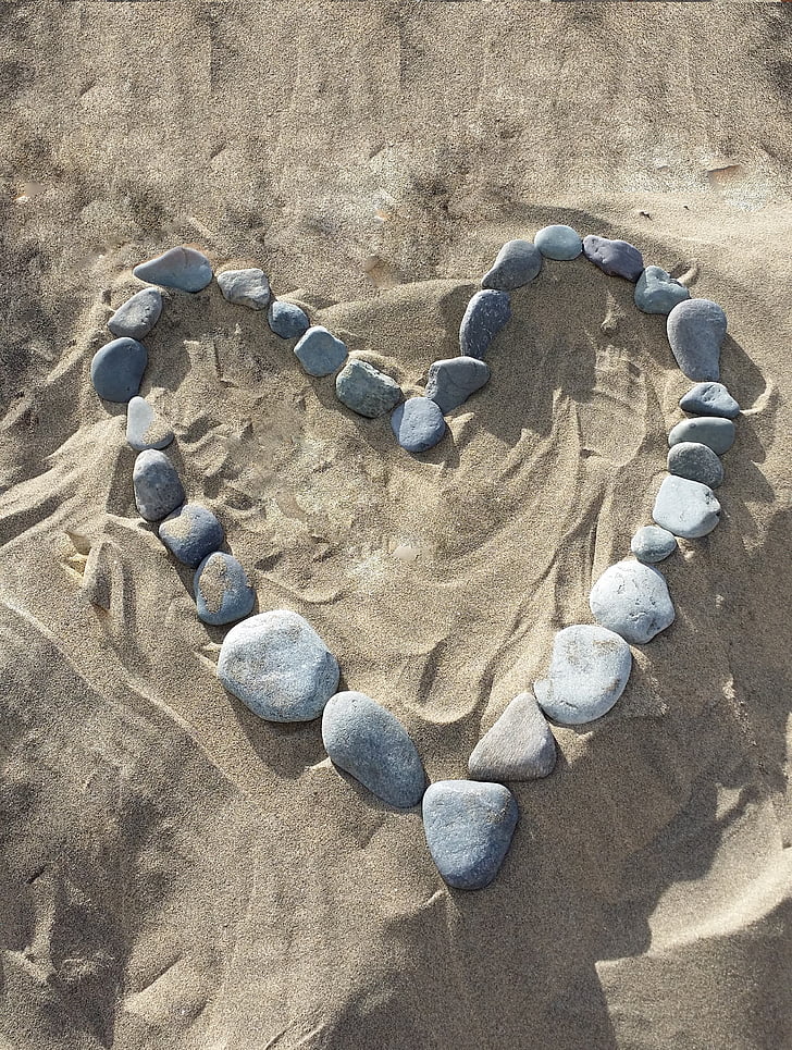 hjerte, sten, sand, sommer