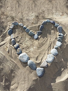 jantung, batu, pasir, musim panas