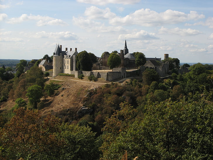 Castelo, paisagem, Sainte-suzanne, Mayenne, França