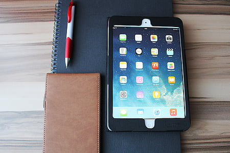 ipad, tablet, touch screen, notebook, office, home office, computer
