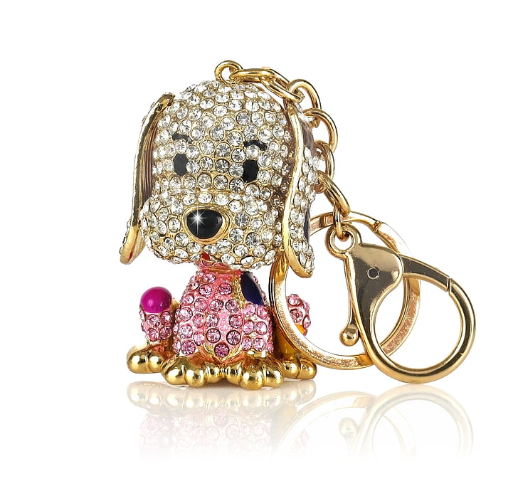 krúžok na kľúče, Keychain, prívesok, psík, farebné, Gold, šperky