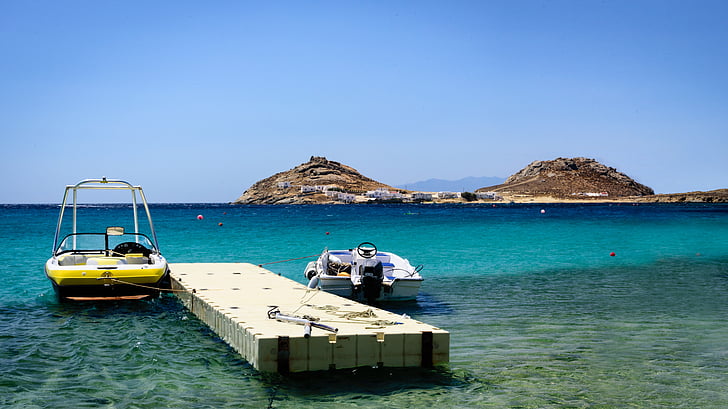 Egejas jūras, līcis, pludmale, zila, laiva, krasts, Grieķija