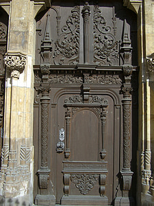 sørvest portal, buegang, døren, mål, søyle, tre, arkitektur