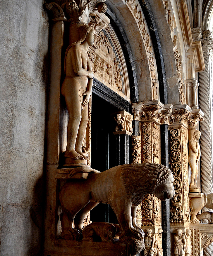 katedrāles St lawrence, Trogir, UNESCO, Horvātija, katedrālē, arhitektūra, baznīca
