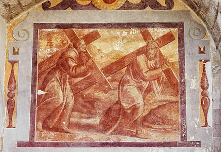 Église, peinture, peinture murale, religion, scène biblique, médiévale, Italie