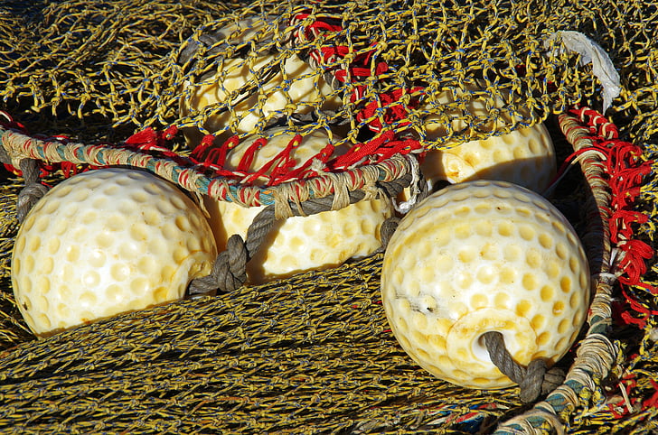 Porto, rede, tigelas, pesca, redes de pesca, Marin, corda