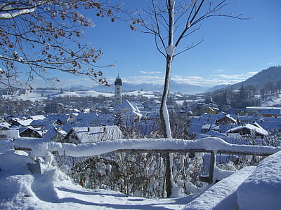 Nesselwang, Uus-Meremaa, Allgäu, talvel, Mountain panorama, talvel lööklaine, taevas