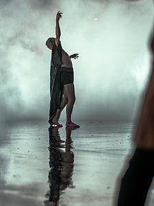 воды, отражение, люди, человек, танцы, дождь, туман