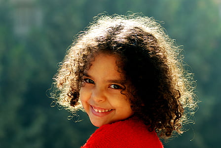 enfant, Égypte, visages, Smile, bouclés, cheveux, Portrait