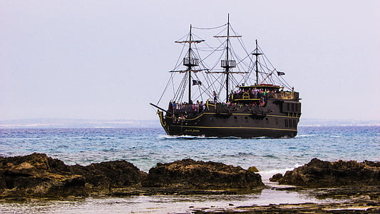 游轮, 塞浦路斯, 阿依纳帕, 旅游, 休闲, 海盗船