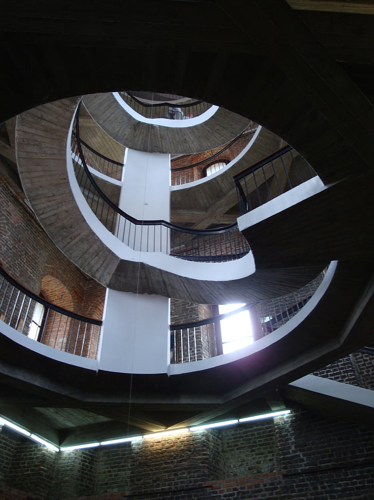 trappe, trapper, arkitektur, indendørs, indbygget struktur, spiral, trin