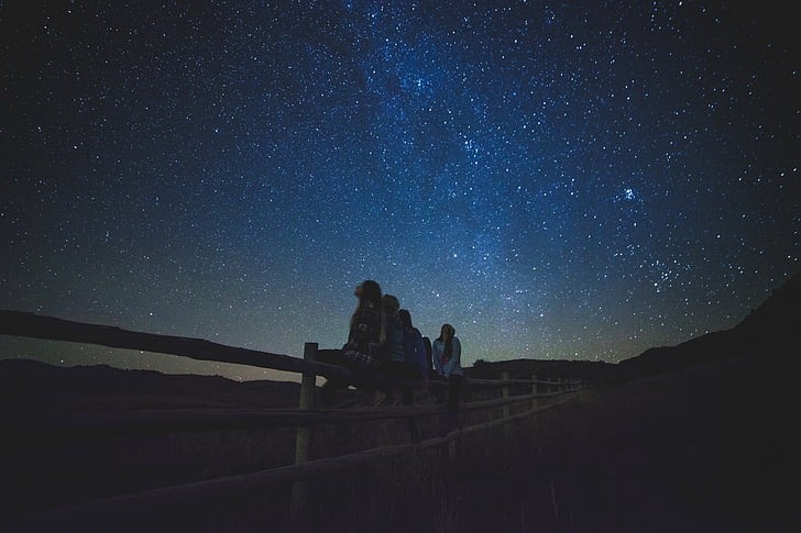 guardare le stelle, notte stellata, astronomia, universo, cielo, notte, Gazing