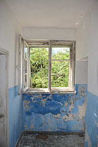 prozor, propadanje, pita od, zid, Prljavi, napuštena, trošne
