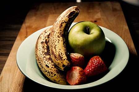 fruits, banane, fraise, pomme, vitamine, mélanger les fruits