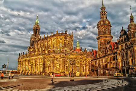 Dresden, Tyskland, bygninger, paladser, arkitektur, HDR, Sky