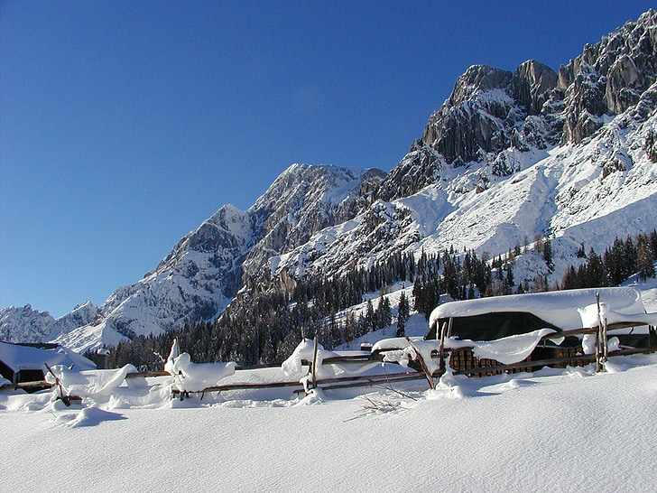 Hochkönig, Áustria, montanhas, Alpes, neve, Inverno