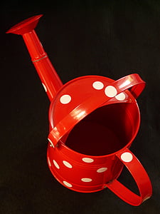 watering can, casting, red, points, white, small, water