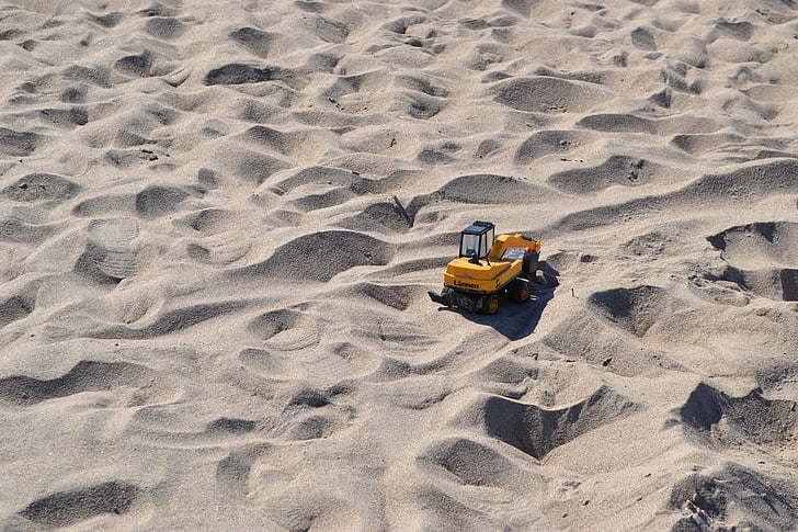 excavator, toy, sand, dig sand