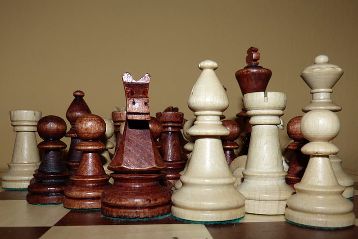 šah, šahovske figure, Šahovska igra, črno-belo, igra, številke, dama