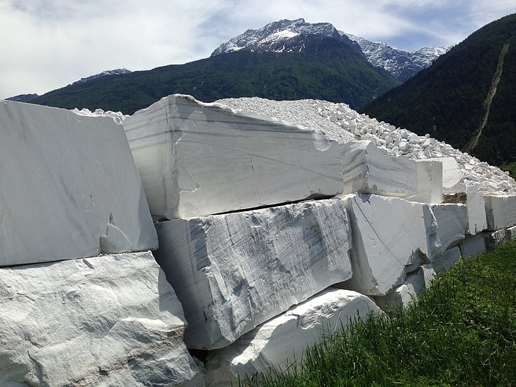 marble, south tyrol, landscape, stones, white, mountains, summer