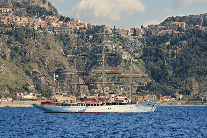 Sicilia, barco de vela, Italia, vacaciones, agua, naturaleza, paisaje