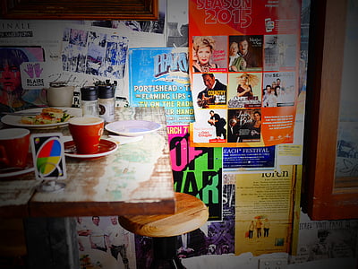 kohvik, interjöör, puidust laud, kaasaegne, hipster, teenetemärgi