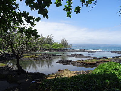 Hawaii, mare, oceano, grande Islanda, Spiaggia di lava, Costa, natura