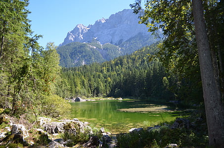 krajolici, pogledom na jezero, odmor, Bavaria, Bergsee