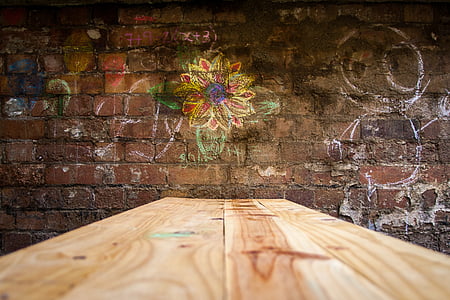 グランジ, 花, アート, 木材, 木材・素材, テーブル, 背景