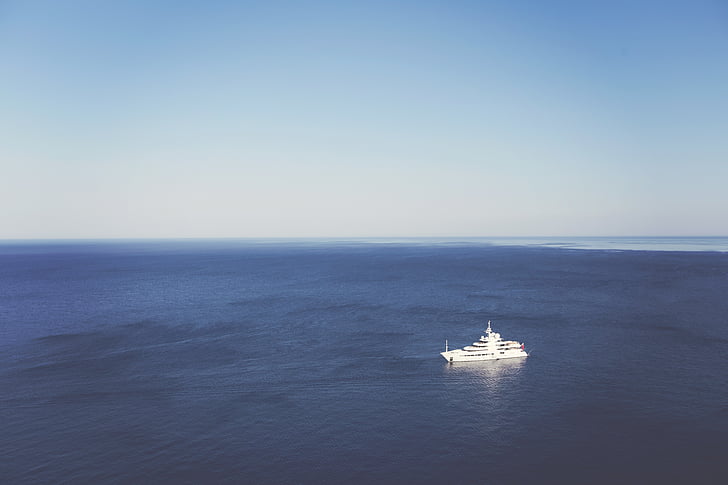 biały, rejs, statek, środkowy, Ocean, w ciągu dnia, morze