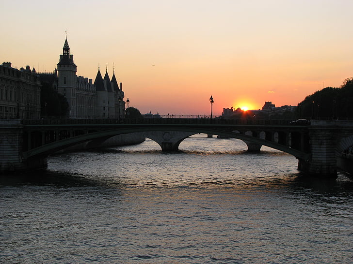 sena, Fransa, Paris, Köprü, -dostum köprü yapısı yapılmış, nehir, mimari