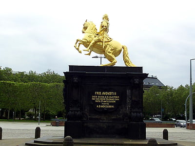 Cavalier d’or, Dresden, Or, cheval, Reiter, monument, statue de