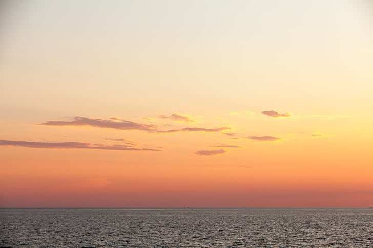 naplemente, tenger, Himmel, szépen, Svédország, természetes tengeri