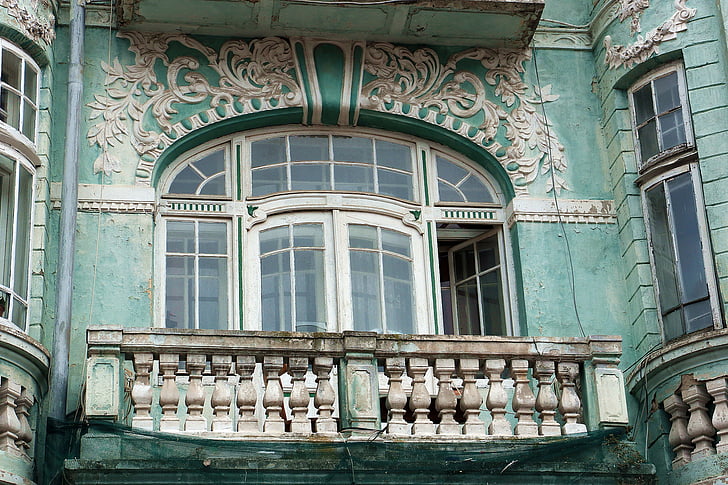 Varna, janela, varanda, Kamienica, escultura, arquitetura, velho