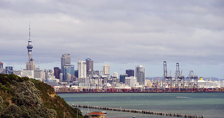 Auckland, Skytower, Nieuw-Zeeland, het platform, wolkenkrabber, grote stad, stad