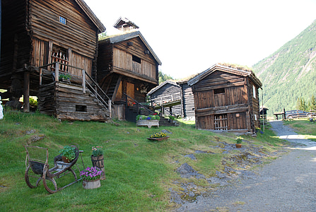 Oppland, loons, bøverdalen, Røisheim, pembinaan, kayu - bahan, rumah