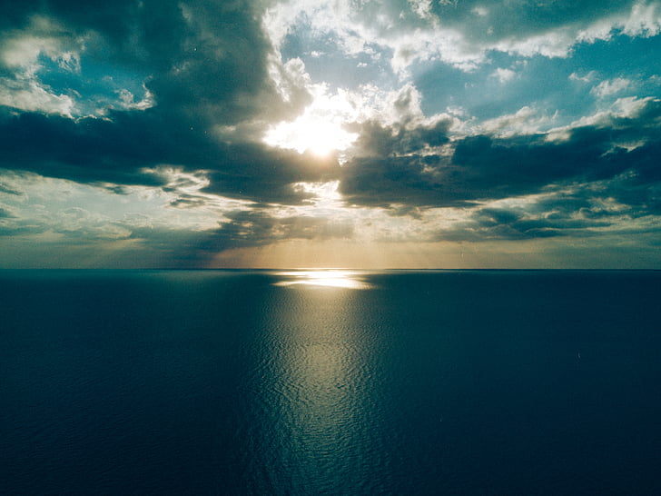 Sea, Ocean, sinine, vee, loodus, päikesevalguse, Horizon