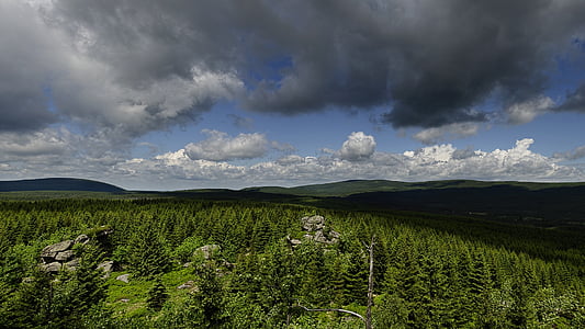 Panorama, Monts de la Jizera, la vue depuis les rochers de déjeuner, nature, Nuage - ciel, paysage, été