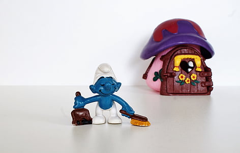 Barrufet, barrufets, figura, joguines, decoració, recollir, blau