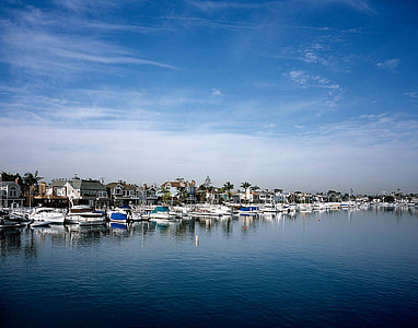 Marina, Alamitos bay, havet, båtar, fartyg, Yachts, Pier