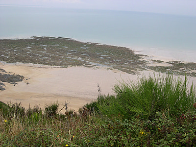 морски пейзаж, поглед от върха, празник, Нормандия, плаж, море, морски