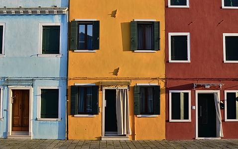 buildiings, farverige, farverige, døre, Windows