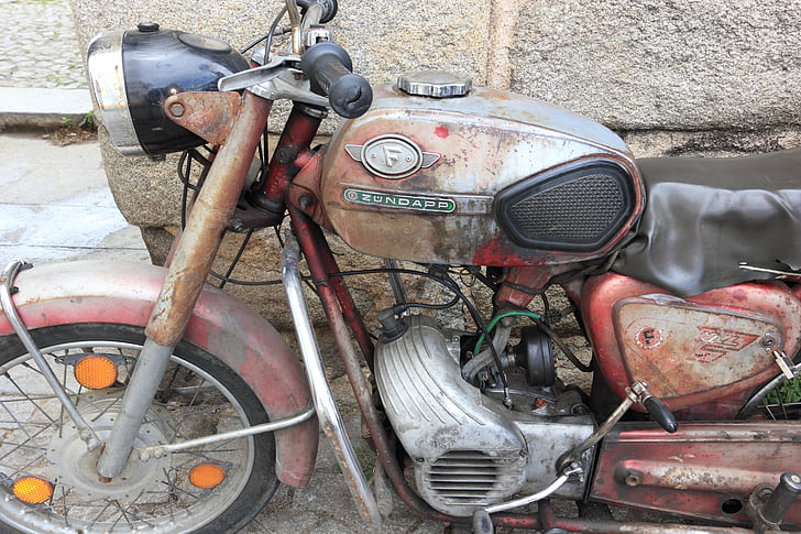 portugal, evora, moped, zundapp, old, rusty